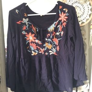Lightweight embroidered Boho shirt